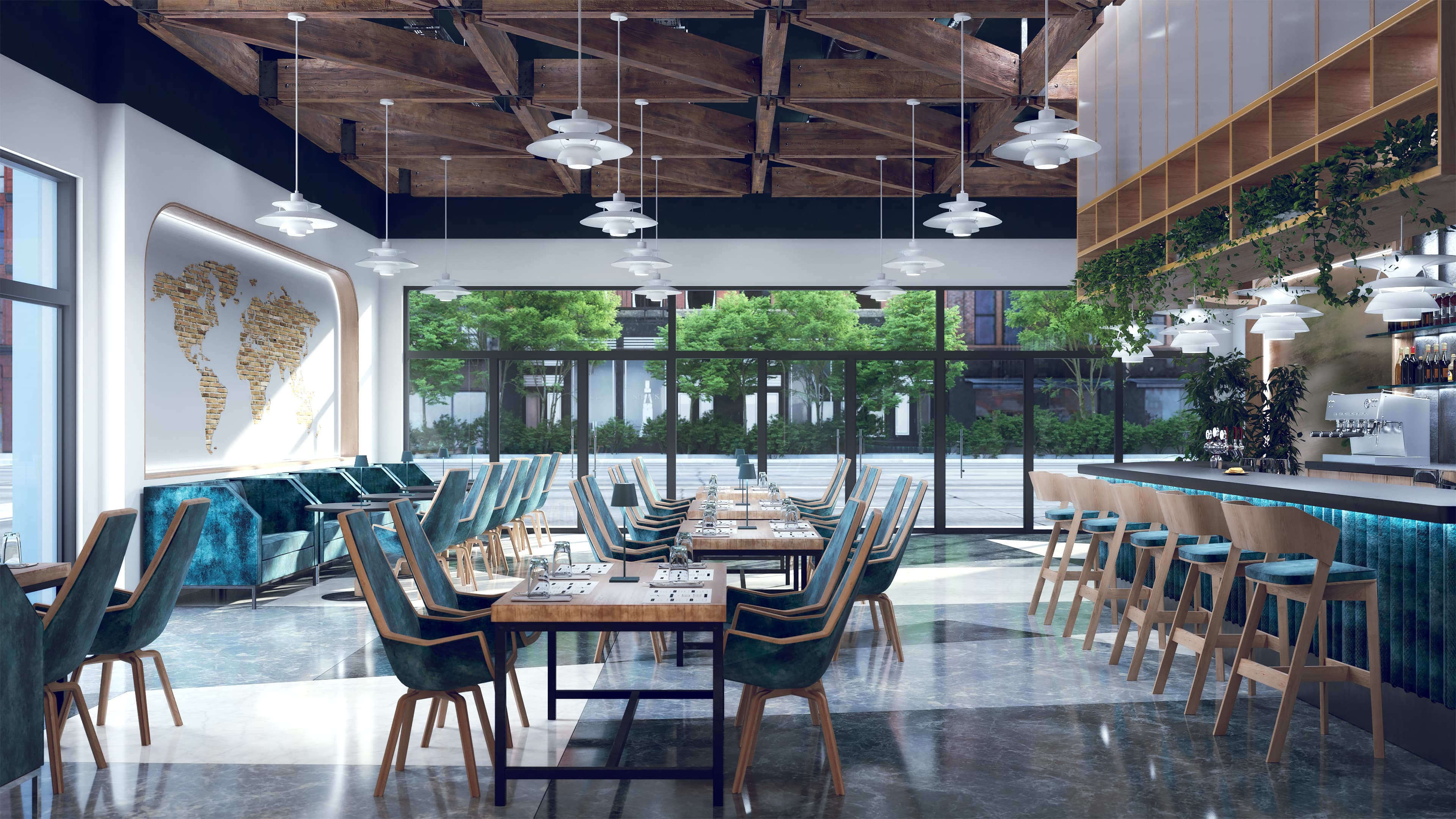 Modern architectural lighting installation